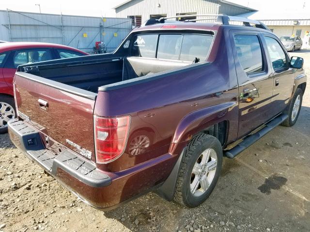 5FPYK16579B101967 - 2009 HONDA RIDGELINE BURGUNDY photo 4