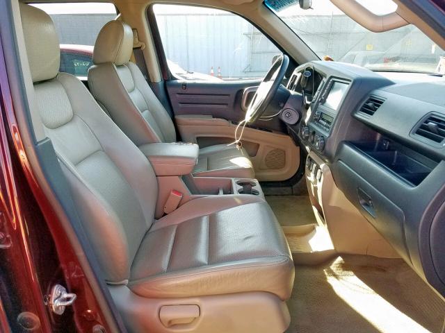 5FPYK16579B101967 - 2009 HONDA RIDGELINE BURGUNDY photo 5