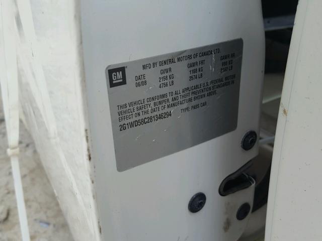 2G1WD58C281346294 - 2008 CHEVROLET IMPALA SUP 白色 照片 10