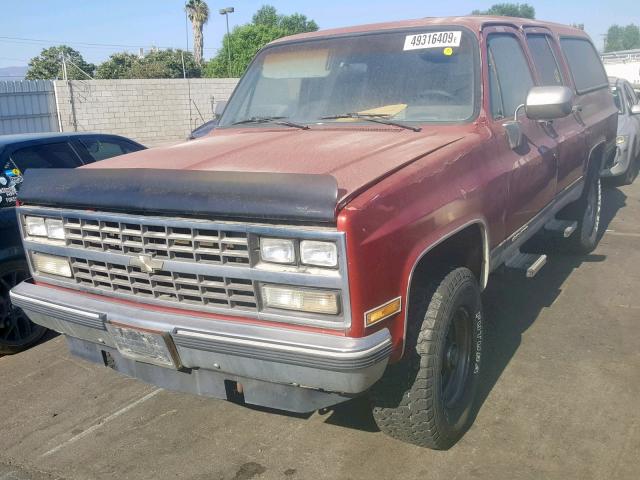 1GNGV26K8KF165886 - 1989 CHEVROLET SUBURBAN V BURGUNDY photo 2