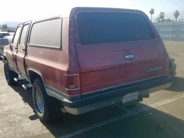 1GNGV26K8KF165886 - 1989 CHEVROLET SUBURBAN V BURGUNDY photo 3