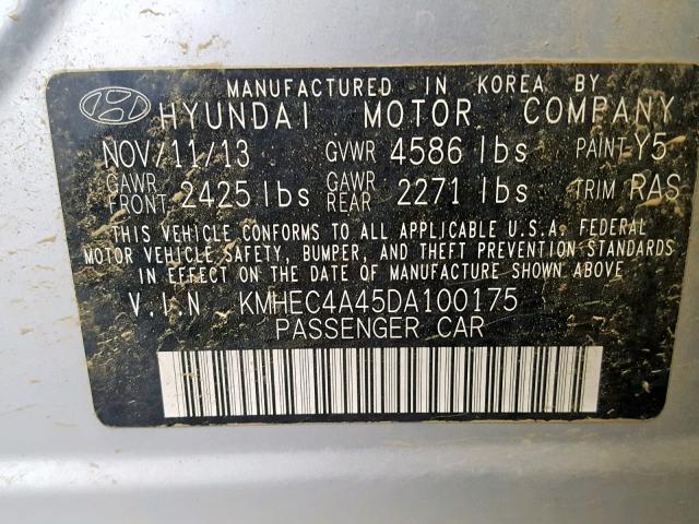 KMHEC4A45DA100175 - 2013 HYUNDAI SONATA HYB SILVER photo 10