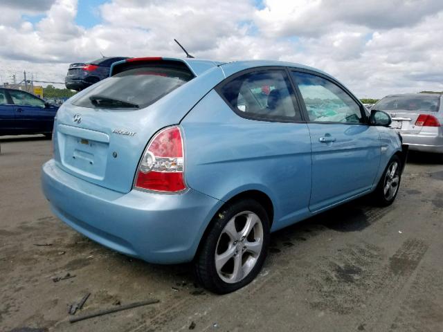 KMHCN36C87U046319 - 2007 HYUNDAI ACCENT SE BLUE photo 4