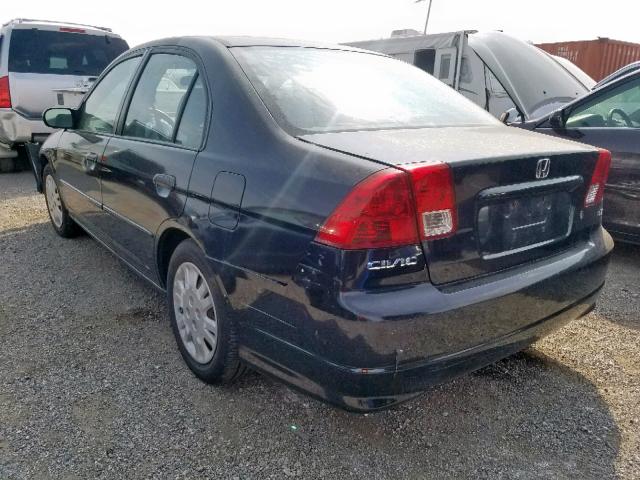 2HGES16634H603044 - 2004 HONDA CIVIC LX BLACK photo 3