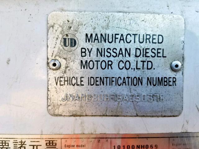 JNAMB80H75AE50378 - 2005 NISSAN DIESEL UD2000 WHITE photo 10