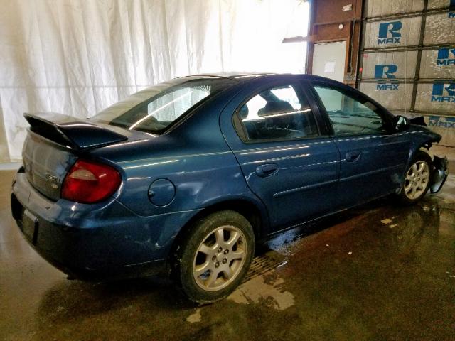 1B3ES56C03D101293 - 2003 DODGE NEON SXT BLUE photo 4