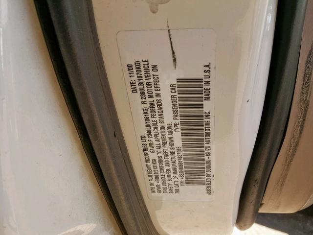 4S3BH806817637585 - 2001 SUBARU LEGACY OUT CREAM photo 10