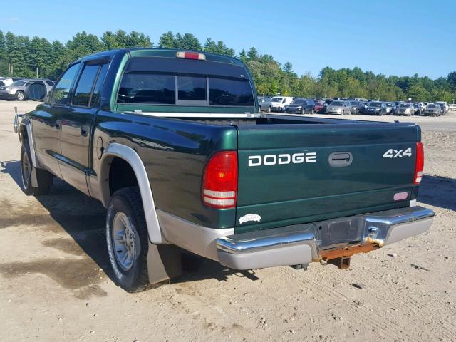 1B7GG2ANXYS667917 - 2000 DODGE DAKOTA QUA GREEN photo 3