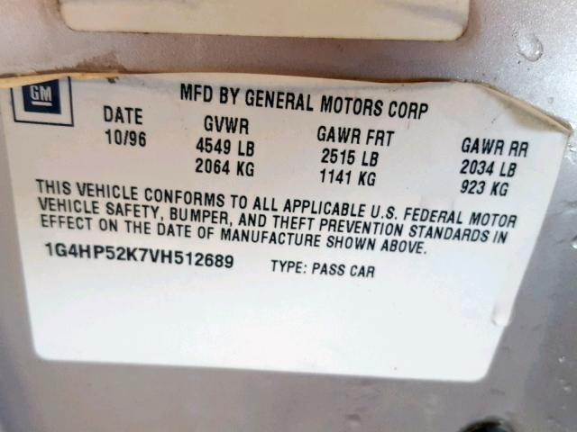 1G4HP52K7VH512689 - 1997 BUICK LESABRE CU GOLD photo 10