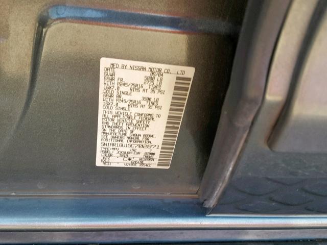 5N1AR18U15C702871 - 2005 NISSAN PATHFINDER GRAY photo 10