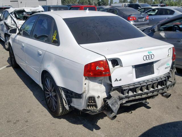 WAUBF78EX8A169283 - 2008 AUDI A4 S-LINE WHITE photo 3