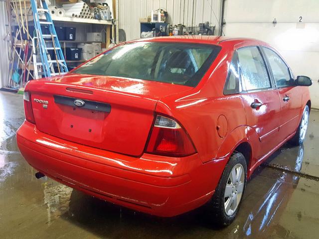 1FAFP34N47W365596 - 2007 FORD FOCUS ZX4 RED photo 4