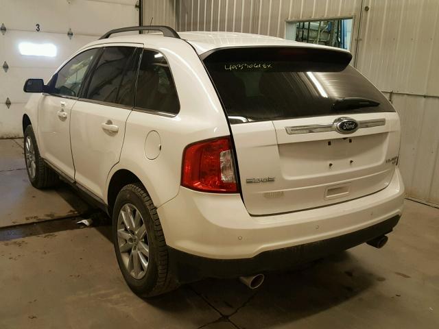 2FMDK4KC6DBA44742 - 2013 FORD EDGE LIMIT WHITE photo 3