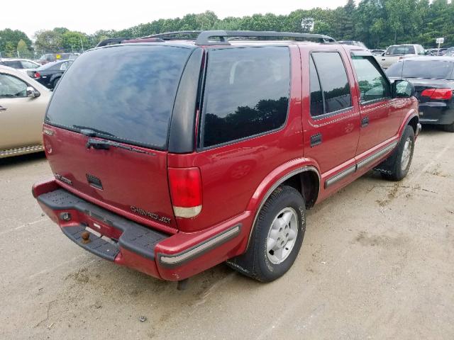 1GNDT13W6X2165667 - 1999 CHEVROLET BLAZER RED photo 4