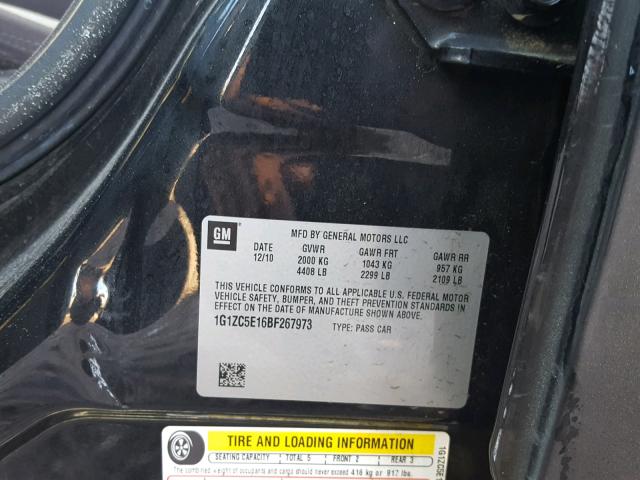 1G1ZC5E16BF267973 - 2011 CHEVROLET MALIBU 1LT GRAY photo 10