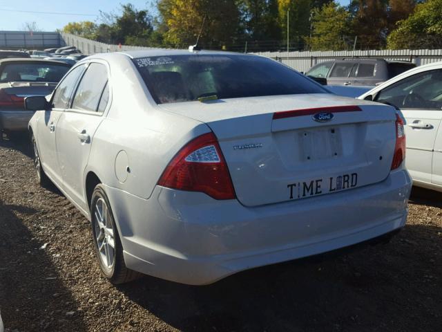 3FAHP0GA8BR319314 - 2011 FORD FUSION S WHITE photo 3