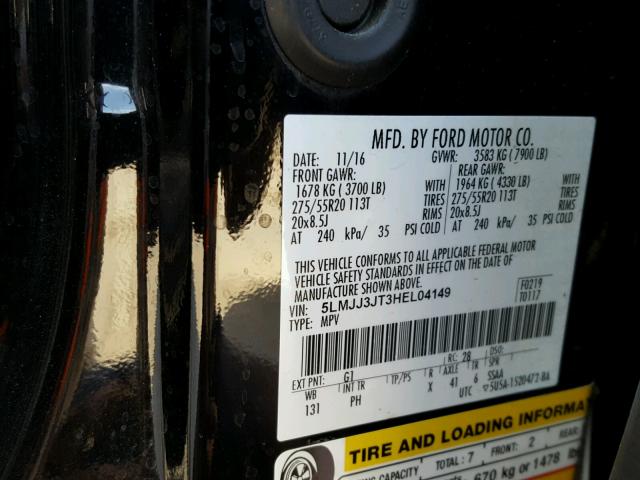 5LMJJ3JT3HEL04149 - 2017 LINCOLN NAVIGATOR შავი ფოტო 10