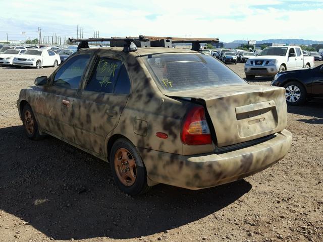 KMHCG45G2YU082528 - 2000 HYUNDAI ACCENT GL BEIGE photo 3