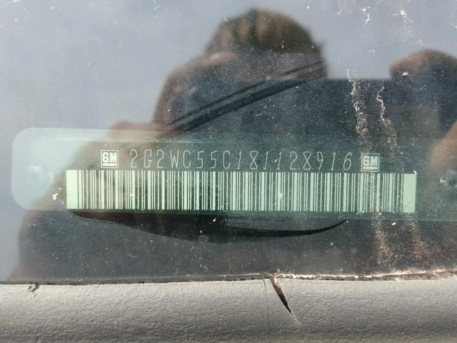 2G2WC55C181128916 - 2008 PONTIAC GRAND PRIX SILVER photo 10