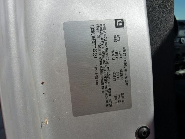 1G2AL15F577127881 - 2007 PONTIAC G5 SILVER photo 10