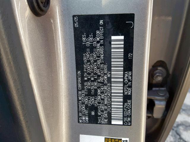 JTLKT324154020618 - 2005 TOYOTA SCION XB ვერცხლისფერი ფოტო 10