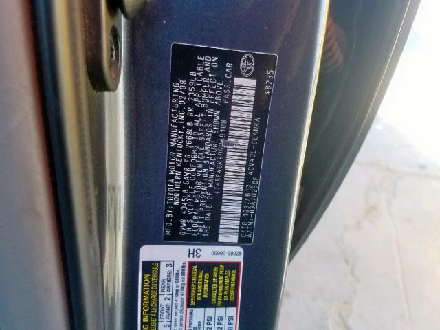 4T4BE46K89R049108 - 2009 TOYOTA CAMRY BASE GRAY photo 10