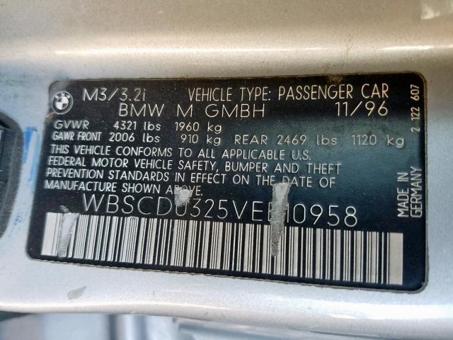 WBSCD0325VEE10958 - 1997 BMW M3 AUTOMAT 灰色 照片 10