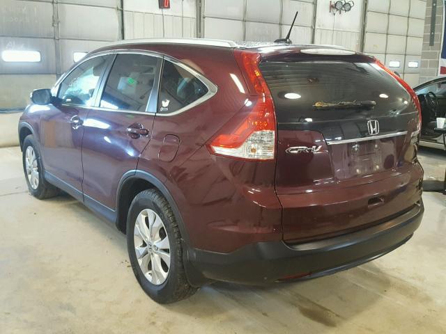 5J6RM4H73CL056211 - 2012 HONDA CR-V EXL BURGUNDY photo 3