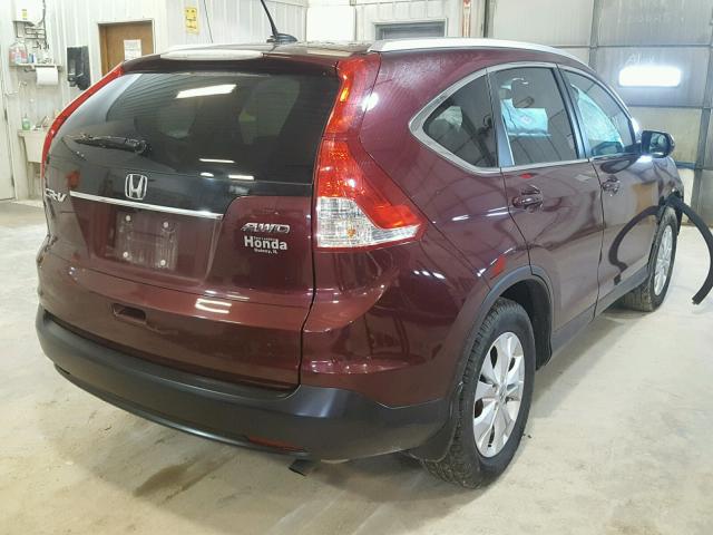 5J6RM4H73CL056211 - 2012 HONDA CR-V EXL BURGUNDY photo 4