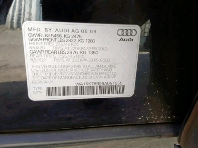 WA1KK78R99A051559 - 2009 AUDI Q5 3.2 BLACK photo 10