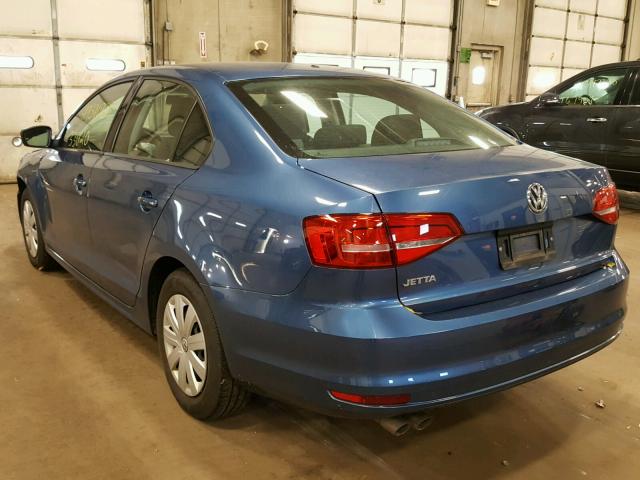 3VW1K7AJ5FM269158 - 2015 VOLKSWAGEN JETTA BASE BLUE photo 3