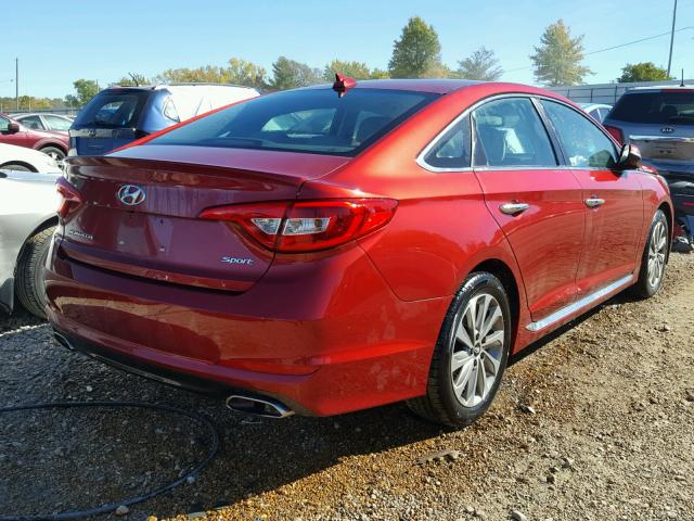 5NPE34AF0FH235503 - 2015 HYUNDAI SONATA SPO RED photo 4