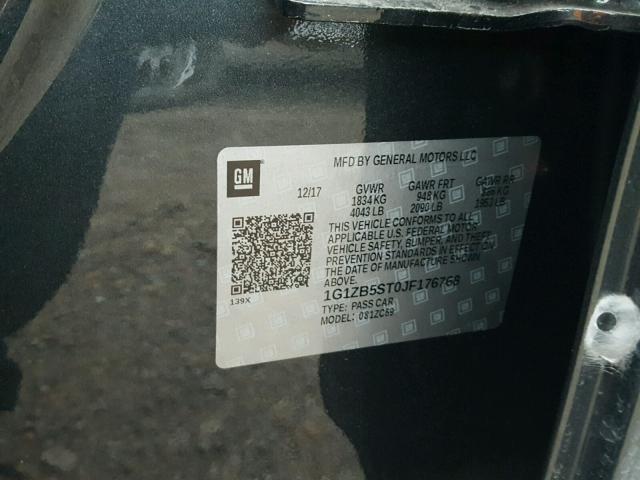 1G1ZB5ST0JF176768 - 2018 CHEVROLET MALIBU LS 石墨色 照片 10