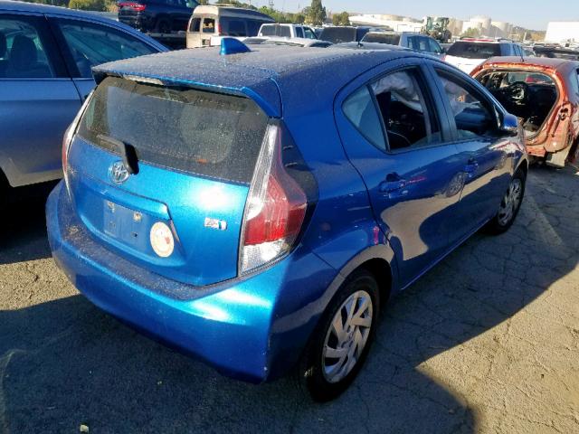 JTDKDTB3XF1579734 - 2015 TOYOTA PRIUS C BLUE photo 4