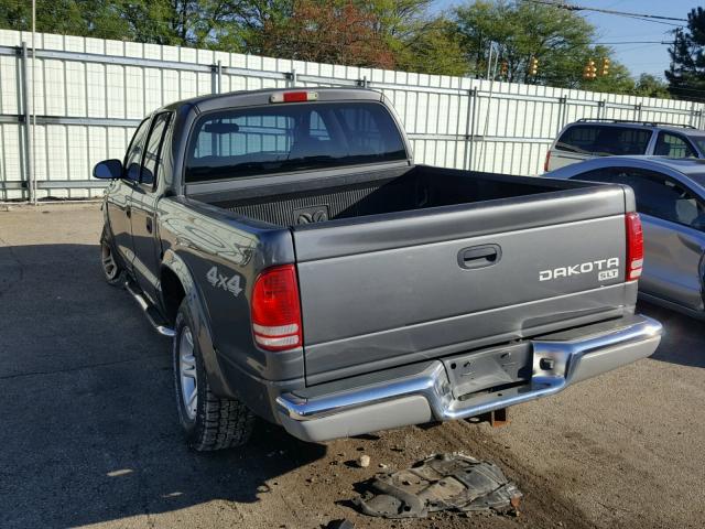 1D7HG48N54S751732 - 2004 DODGE DAKOTA QUA GRAY photo 3