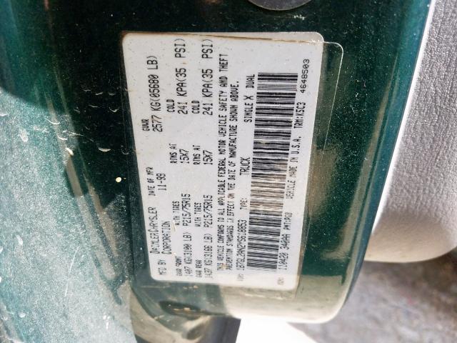 1B7GL2AN2YS618853 - 2000 DODGE DAKOTA QUA GREEN photo 10