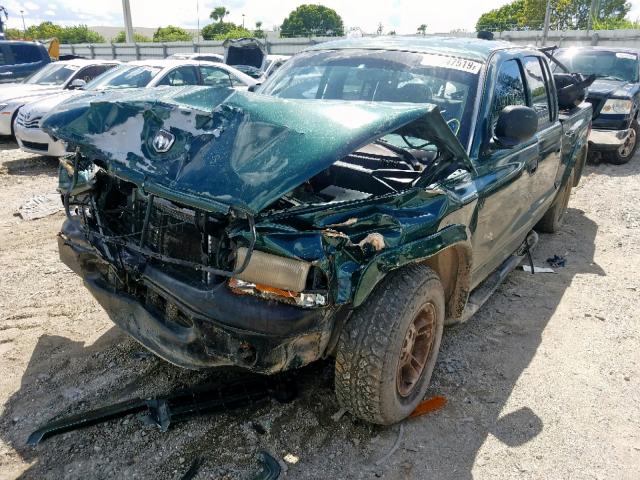 1B7GL2AN2YS618853 - 2000 DODGE DAKOTA QUA GREEN photo 2