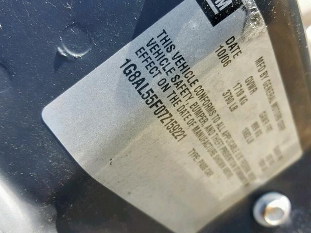 1G8AL55F07Z159221 - 2007 SATURN ION LEVEL GREEN photo 10