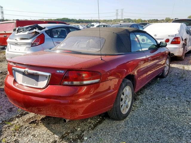 1C3EL75R52N304741 - 2002 CHRYSLER SEBRING GT RED photo 4