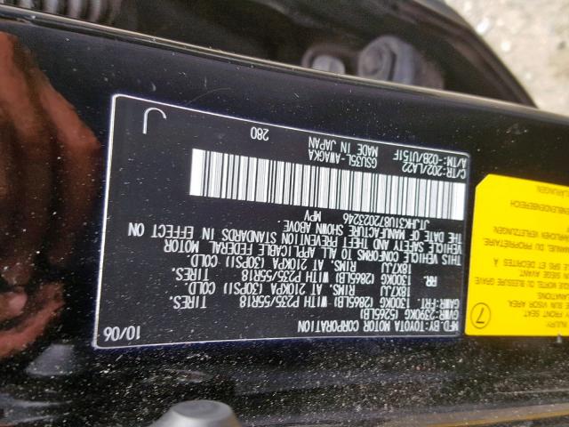 JTJHK31U872023246 - 2007 LEXUS RX 350 BLACK photo 10