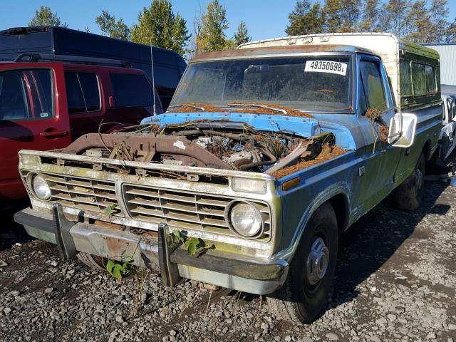 F25YRU66816 - 1974 FORD F-150 BLUE photo 2