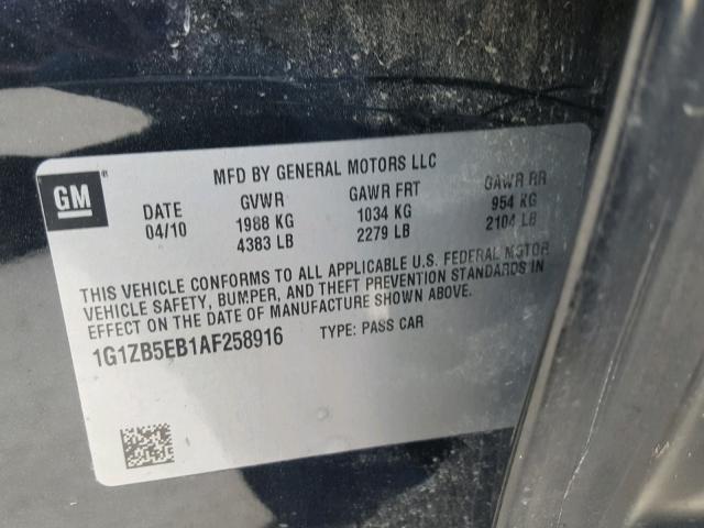 1G1ZB5EB1AF258916 - 2010 CHEVROLET MALIBU LS Qara foto 10