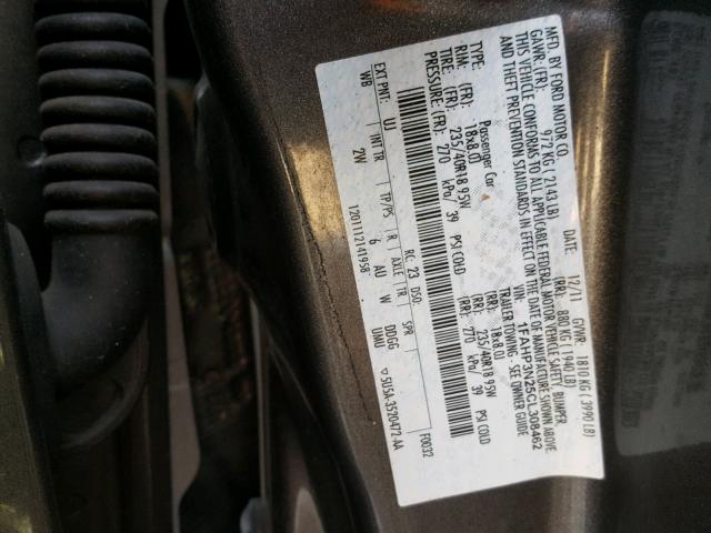 1FAHP3N25CL308462 - 2012 FORD FOCUS TITA GRAY photo 10