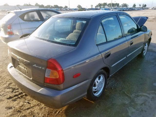 KMHCG45C22U402094 - 2002 HYUNDAI ACCENT GL GRAY photo 4