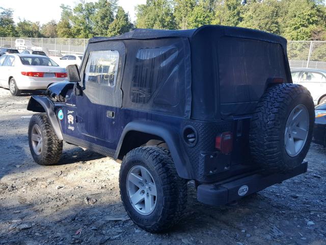 1J4FA49S32P774833 - 2002 JEEP WRANGLER / BLUE photo 3