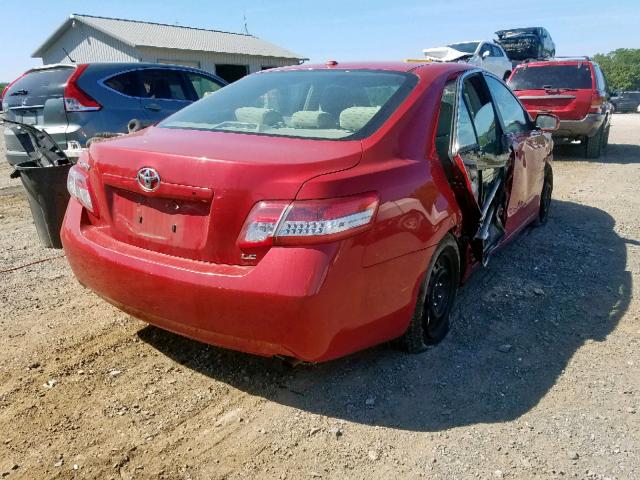 4T4BF3EK3BR210009 - 2011 TOYOTA CAMRY BASE RED photo 4