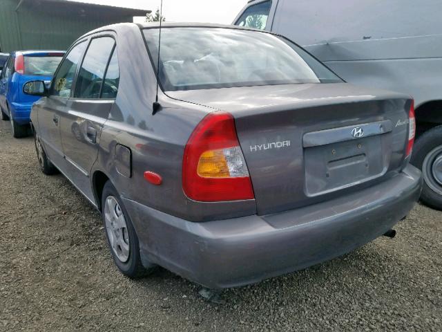 KMHCG45C51U227130 - 2001 HYUNDAI ACCENT GL GRAY photo 3