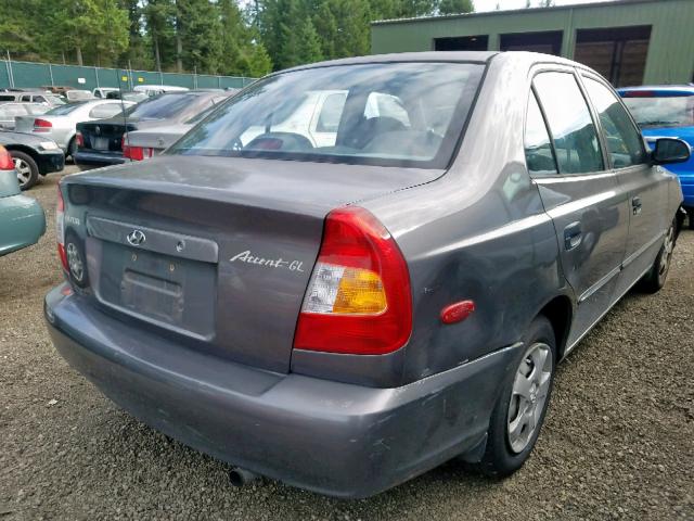 KMHCG45C51U227130 - 2001 HYUNDAI ACCENT GL GRAY photo 4