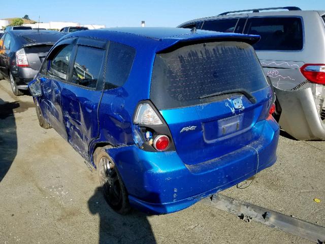 JHMGD38627S036315 - 2007 HONDA FIT S 蓝色 照片 3