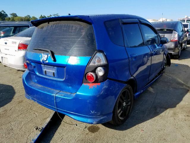 JHMGD38627S036315 - 2007 HONDA FIT S BLUE photo 4